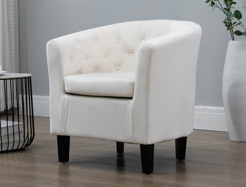 White leather tub discount chair